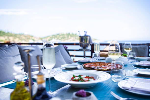 istock Dinner tables near the sea 1194748114