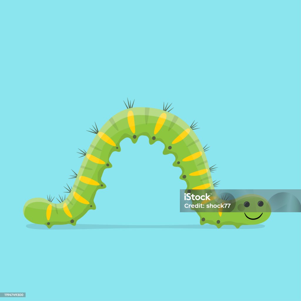 Funny Cartoon Illustration Of A Crawling Caterpillar Stock Illustration -  Download Image Now - iStock