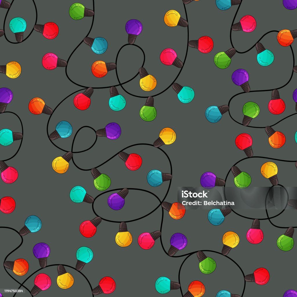 Happy Color Light Pattern Christmas Lights Backgroundglowing Lights Pattern Hand Drawn Colorful ...