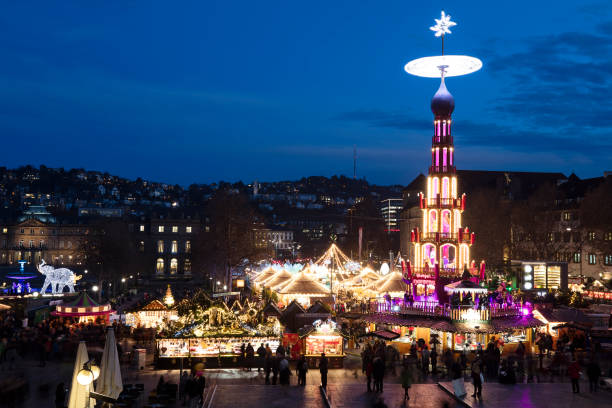 istock Christmas Market in Stuttgart at Dusk, Germany 1194751087