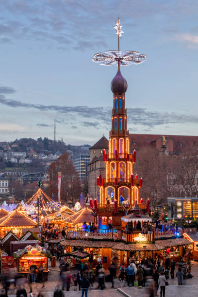 istock Christmas Market in Stuttgart at Dusk, Germany 1194751140