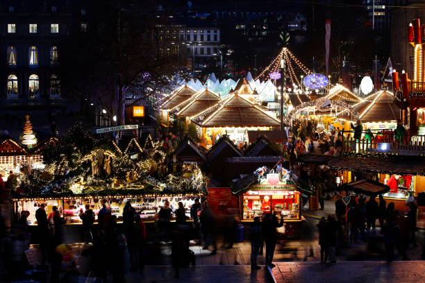 istock Christmas Market in Stuttgart at Dusk, Germany 1194751316