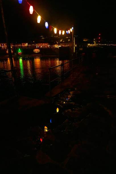 istock Reflection of Christmas lights in a puddle 1194752681