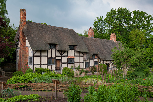 Anne Hathaway's (William Shakespeare's wife) famous thatched cottage and garden at Shottery, just outside Stratford upon Avon, England