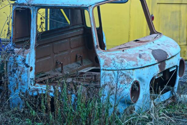 istock old blue cabin of a disassembled car 1194754574