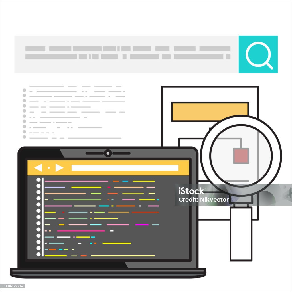 Programmer Coding A New Project Using Laptop Flat Vector Illustration ...