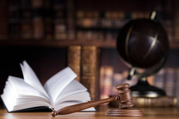 istock Book, Gavel, Mallet of justice, globe concept 1194756896