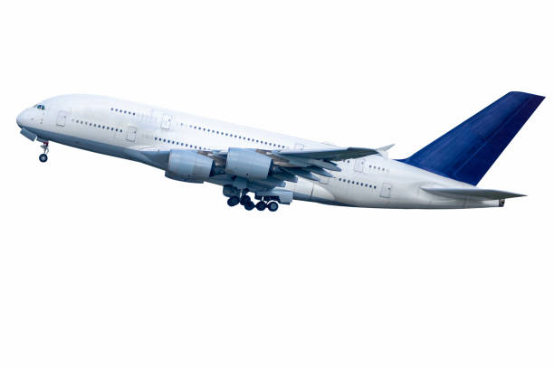 istock A big jet is taking-off on white background. 1194757109