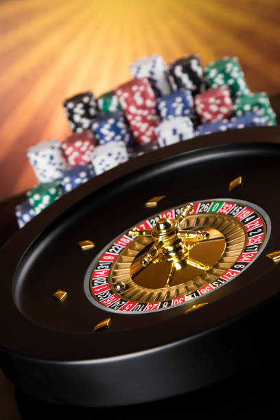 istock Casino roulette, running in a motion, Poker Chips 1194759951