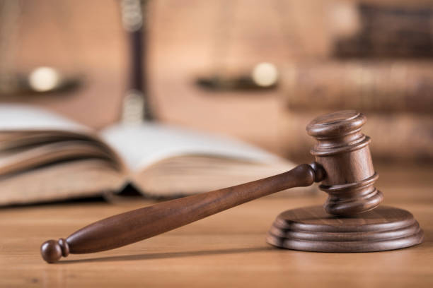 istock Mallet, legal code and statue of justice, Law concept 1194761372