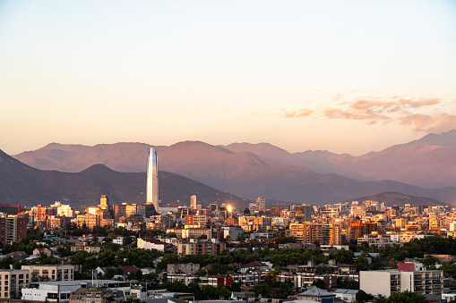 Vista aérea del lado este de Santiago en Chile photo