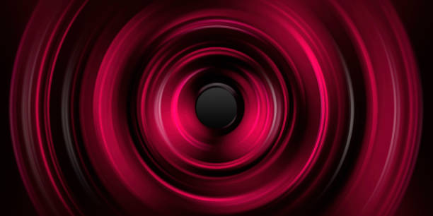istock Abstract Radial Spinning Spiral of Neon Circles - whirling, twirling, glowing, vortex - Vivid Red 1194763211