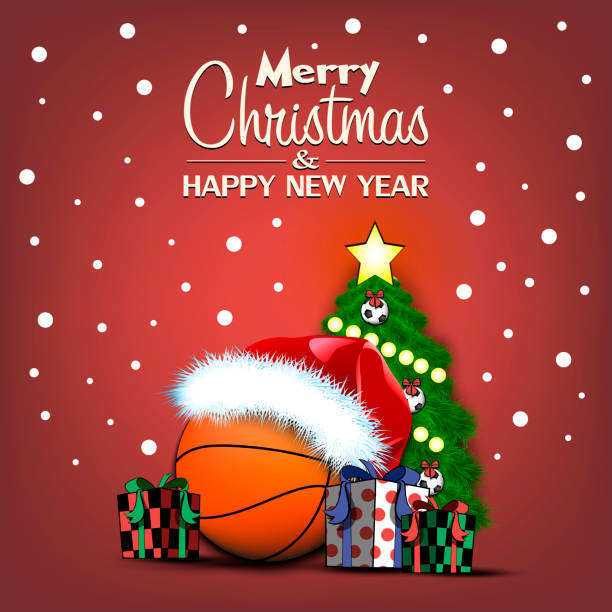 istock Happy New Year. Basketball ball and Christmas tree 1194763452