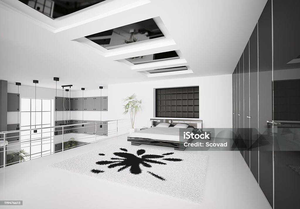 Moderne Schlafzimmer interior 3d - Lizenzfrei Architektur Stock-Foto