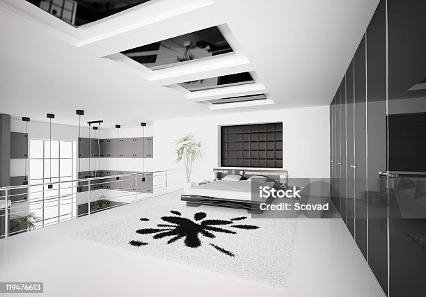 Moderne Schlafzimmer Interior 3d Stockfoto und mehr Bilder von Architektur - Architektur, Behaglich, Bett