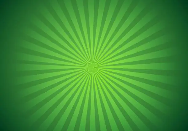 Vector illustration of Bright green rays sunburst vector background