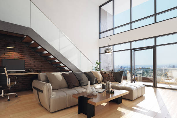 istock Modern living room in loft apartment 1194769280
