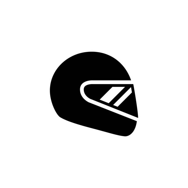 motorradhelm und schutzausrüstung glyphe symbol - sturzhelm stock-grafiken, -clipart, -cartoons und -symbole