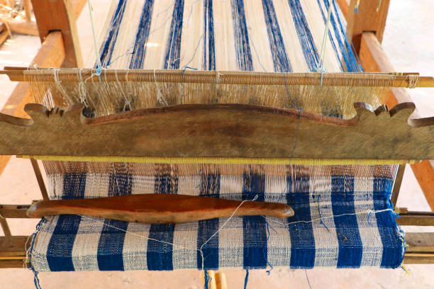 istock Lao weaving loom with traditional cloth weaving abstract pattern background 1194772964