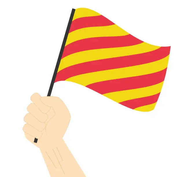 Vector illustration of Hand holding and rising the maritime flag to represent the letter Y Vector Illustration