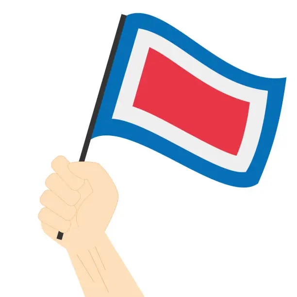 Vector illustration of Hand holding and rising the maritime flag to represent the letter W Vector Illustration