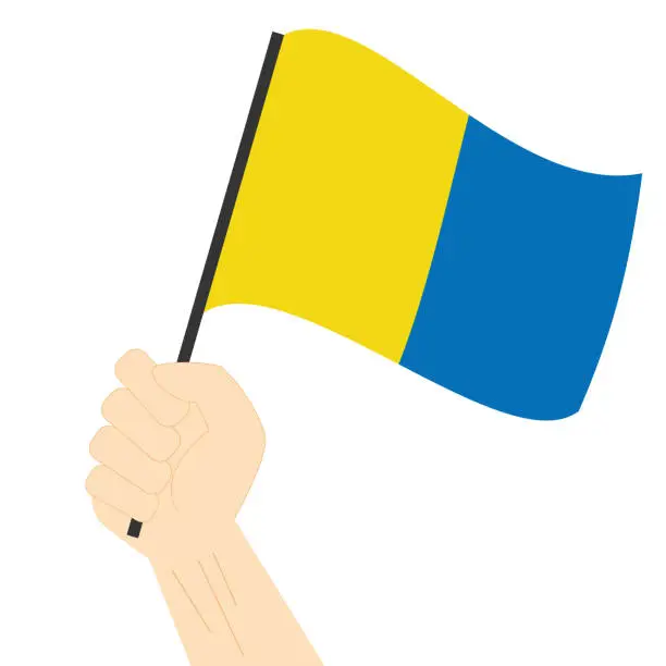 Vector illustration of Hand holding and rising the maritime flag to represent the letter K Vector Illustration