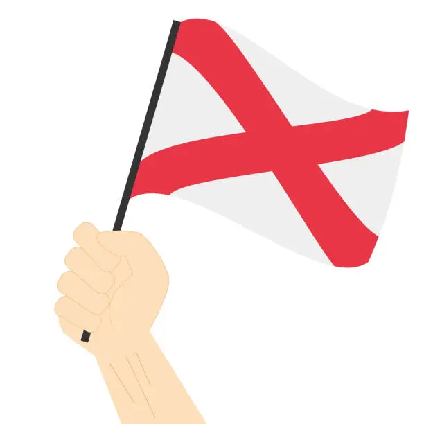 Vector illustration of Hand holding and rising the maritime flag to represent the letter V Vector Illustration