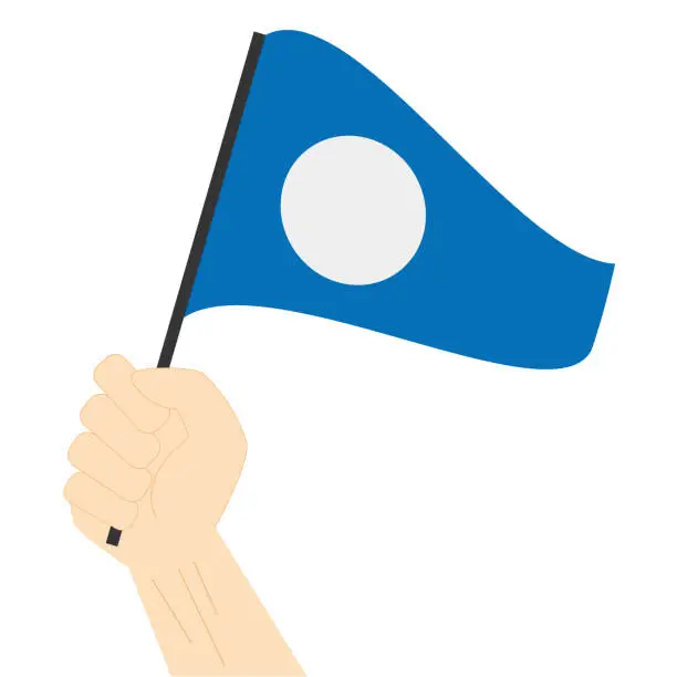 Vector illustration of Hand holding and rising the maritime flag to represent the number Two Vector Illustration