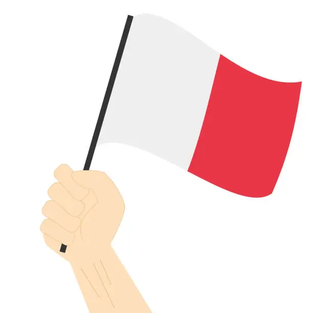 Vector illustration of Hand holding and rising the maritime flag to represent the letter H Vector Illustration