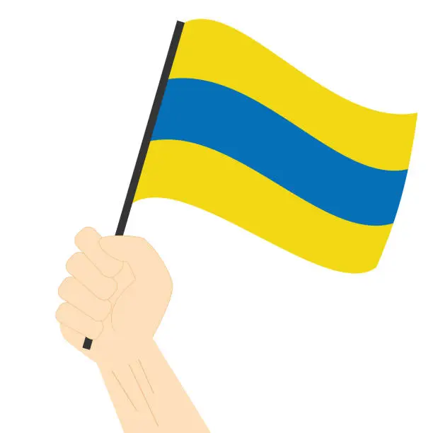 Vector illustration of Hand holding and rising the maritime flag to represent the letter D Vector Illustration