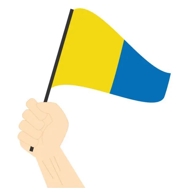 Vector illustration of Hand holding and rising the maritime flag to represent the number Five Vector Illustration
