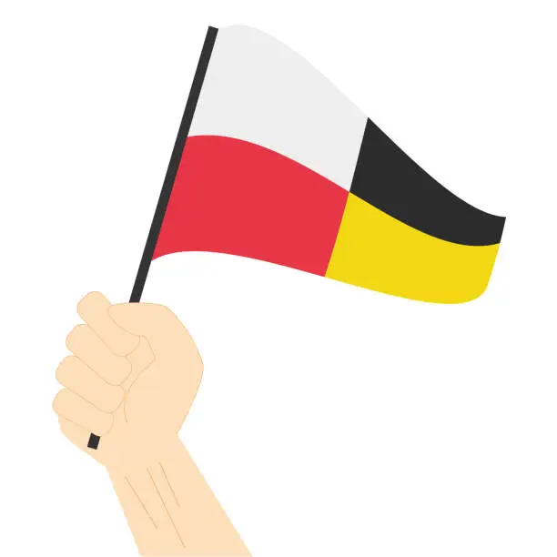 Vector illustration of Hand holding and rising the maritime flag to represent the number Nine Vector Illustration