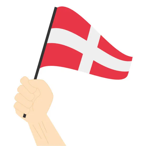 Vector illustration of Hand holding and rising the maritime flag to represent the number Four Vector Illustration