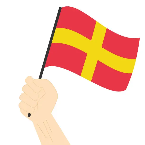 Vector illustration of Hand holding and rising the maritime flag to represent the letter R Vector Illustration