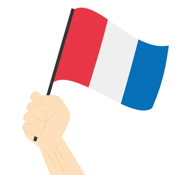 Vector illustration of Hand holding and rising the maritime flag to represent the letter T Vector Illustration