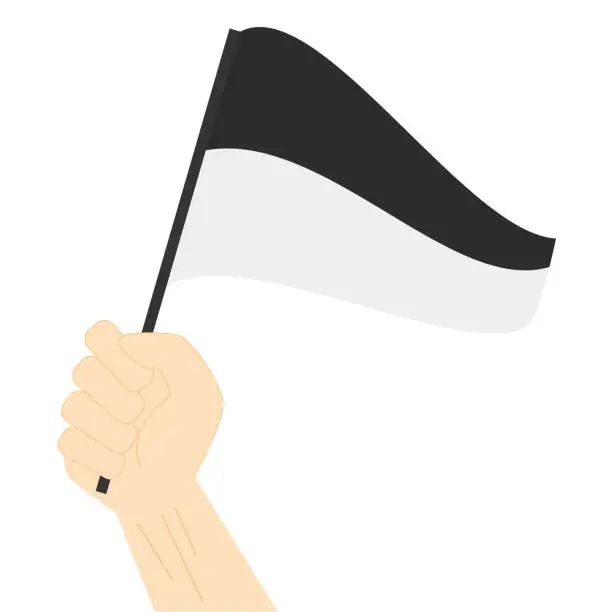 Vector illustration of Hand holding and rising the maritime flag to represent the number Six Vector Illustration