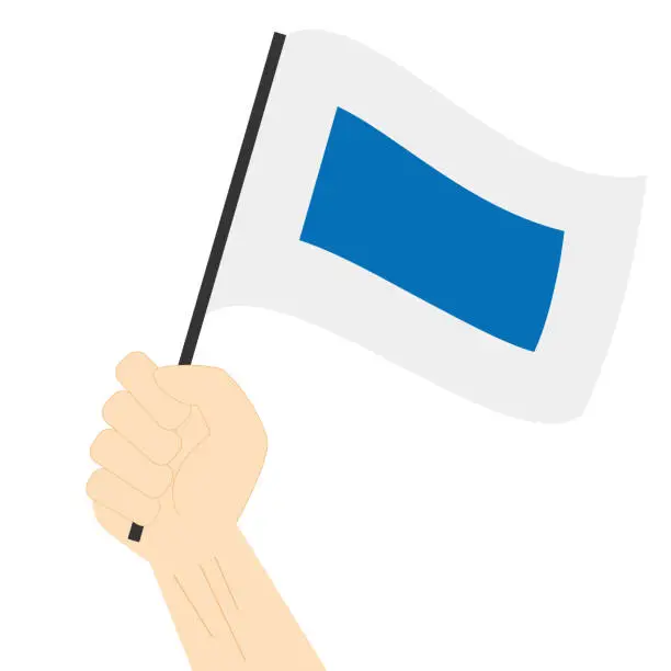 Vector illustration of Hand holding and rising the maritime flag to represent the letter S Vector Illustration