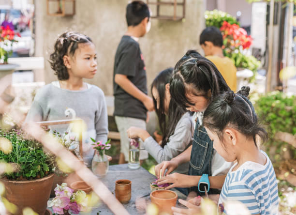 istock Childhood student and friends learning in the school 1194777581