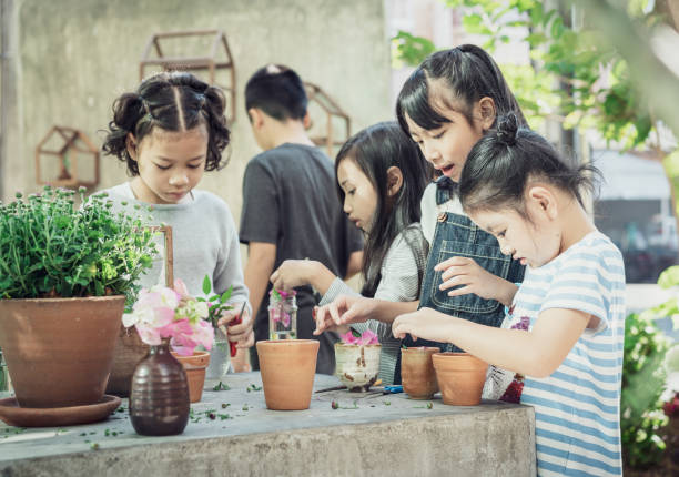 istock Childhood student and friends learning in the school 1194777582