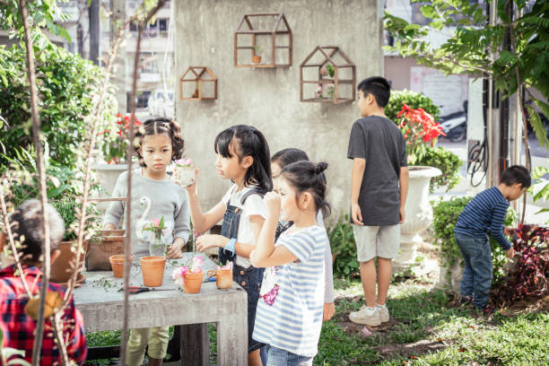 istock Childhood student and friends learning in the school 1194777620