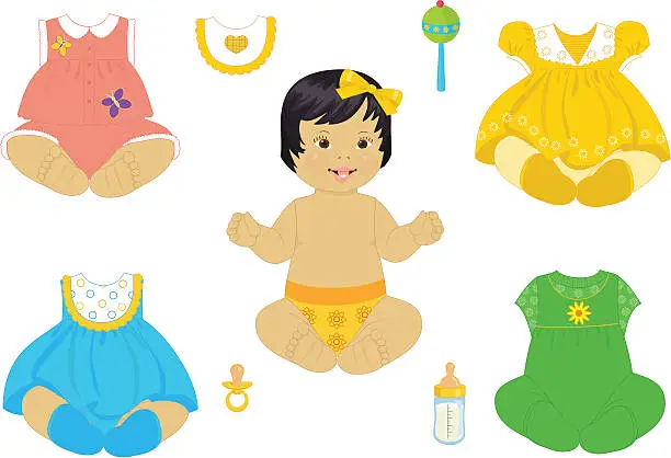 Vector illustration of asian baby-girl