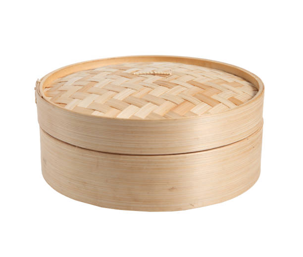 istock Chinese bamboo steamer basket isolated on white background 1194786022