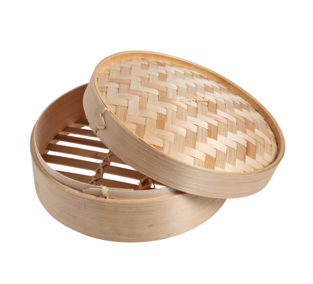 istock Chinese bamboo steamer basket isolated on white background 1194786915