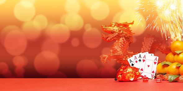 Casino concept on bright chines background.