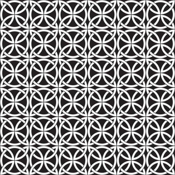 illustrations, cliparts, dessins animés et icônes de modèle noir et blanc - tied knot celtic culture seamless pattern