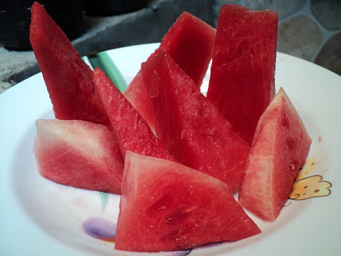 Watermelon chunks with fresh red color