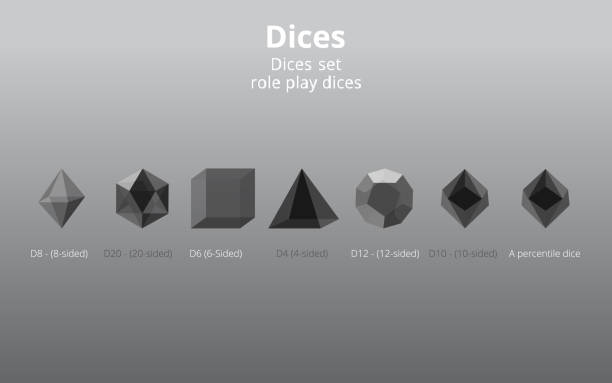 Set of transparent realistic  DIY d20 dices, rpg game realistic template for web and print fantasy world session, Set of transparent realistic  DIY d20 dices, rpg game realistic template for web and print fantasy world session, geek culture supplies , game master destiny check. 3d primitive figures developing 8 stock illustrations