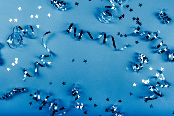 Background about a party, confetti, stars and streamers.