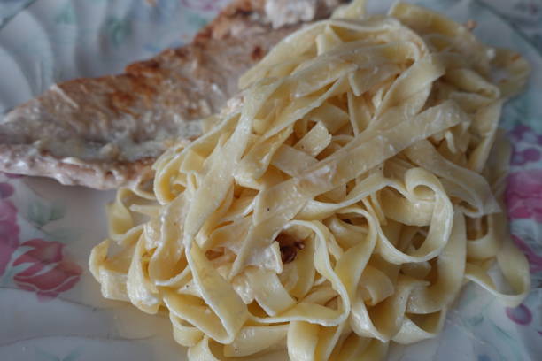 istock Turkey cutlet served with cream tagliatelle 1194797071