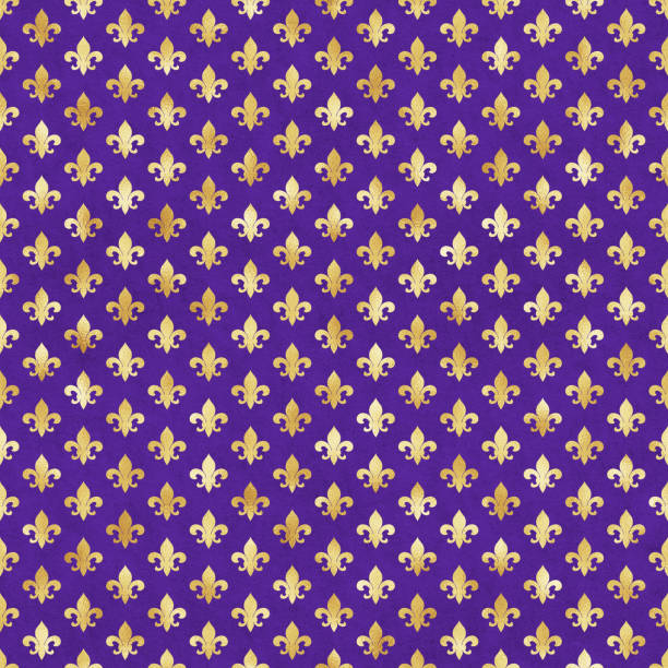 Mardi Gras Seamless Pattern Festive repeating pattern design for Mardi Gras new orleans fleur de lis stock illustrations